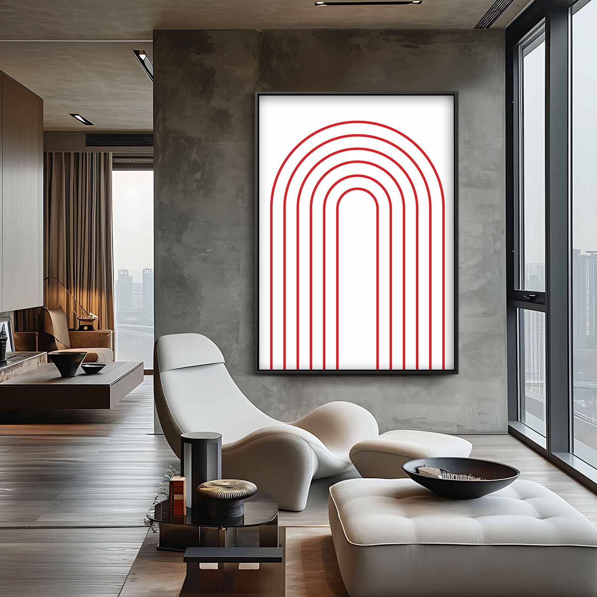 Moderne Rode Boog Kunstwerk-canvas-dibond-plexiglas-wanddecoratie-WallArtistic