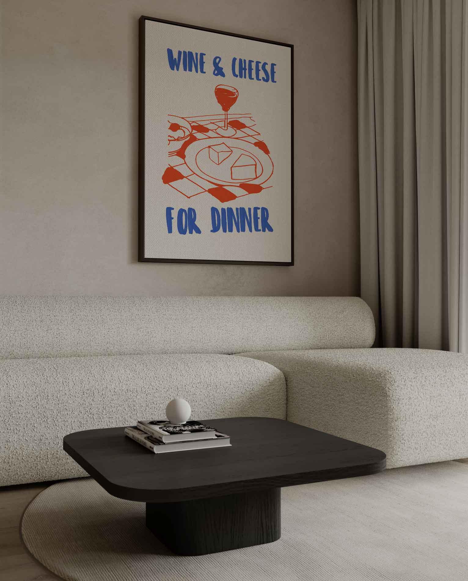 Avondje Wijn en Kaas Kunstwerk-canvas-dibond-plexiglas-wanddecoratie-WallArtistic