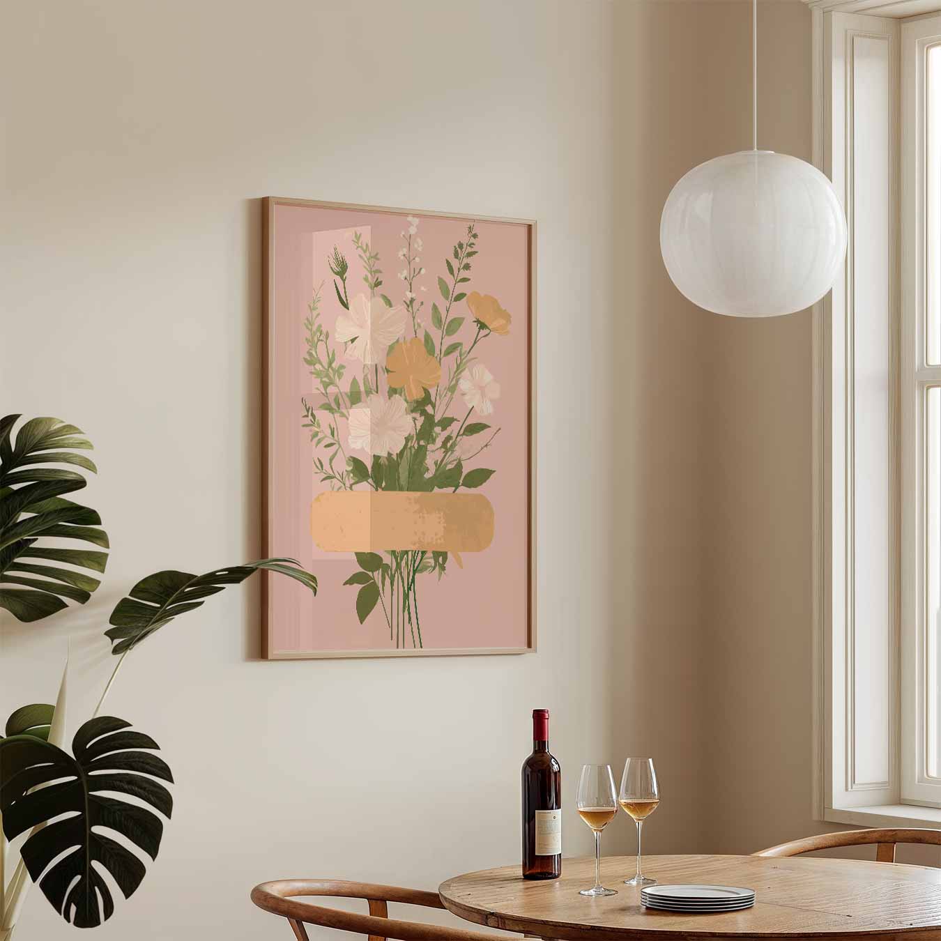 Romantische Bloemenpracht op Roze Poster