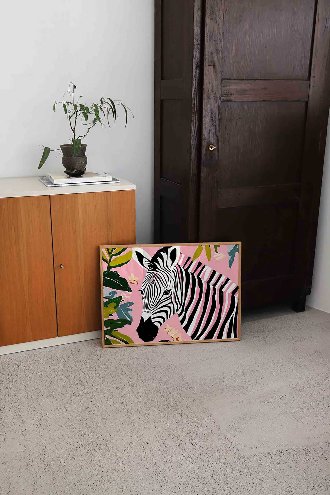 Zebra en bladeren Poster