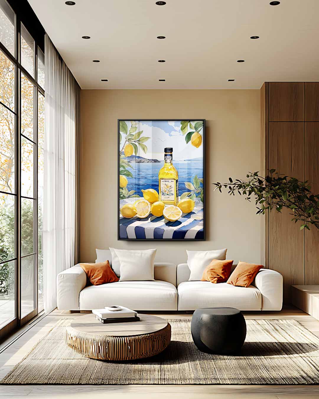 Zonnige Citroen aan Zee Kunstwerk-canvas-dibond-plexiglas-wanddecoratie-WallArtistic