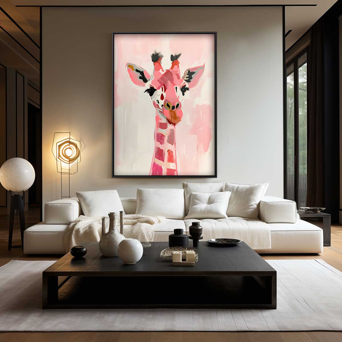 Kleurrijke Giraf Kunstwerk-canvas-dibond-plexiglas-wanddecoratie-WallArtistic
