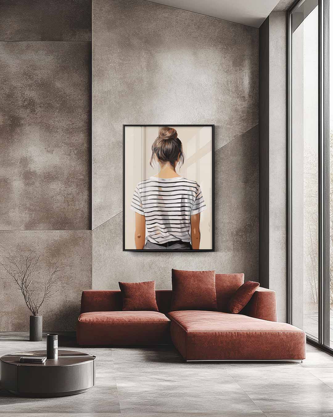 Stijlvolle Terugblik Portret Kunstwerk-canvas-dibond-plexiglas-wanddecoratie-WallArtistic