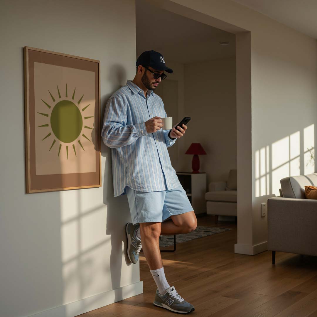 Zonnestralen op Bruine Achtergrond Poster-WallArtistic