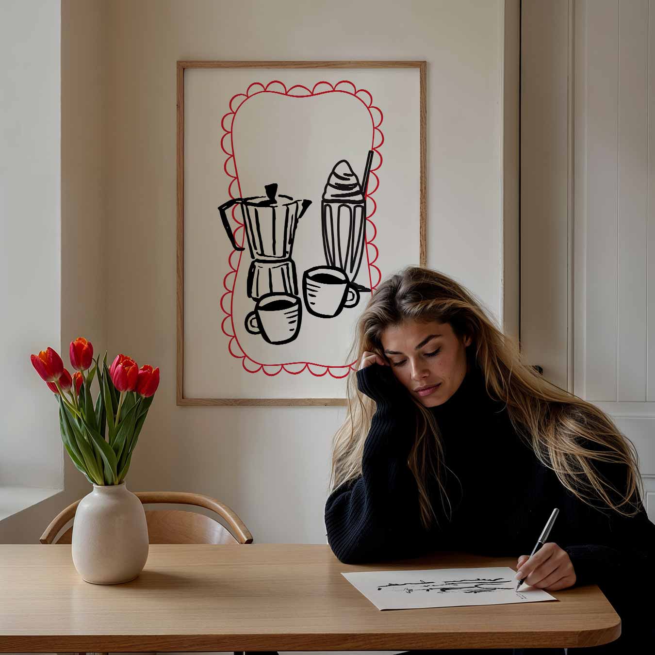 Stijlvolle Koffie Illustratie Poster