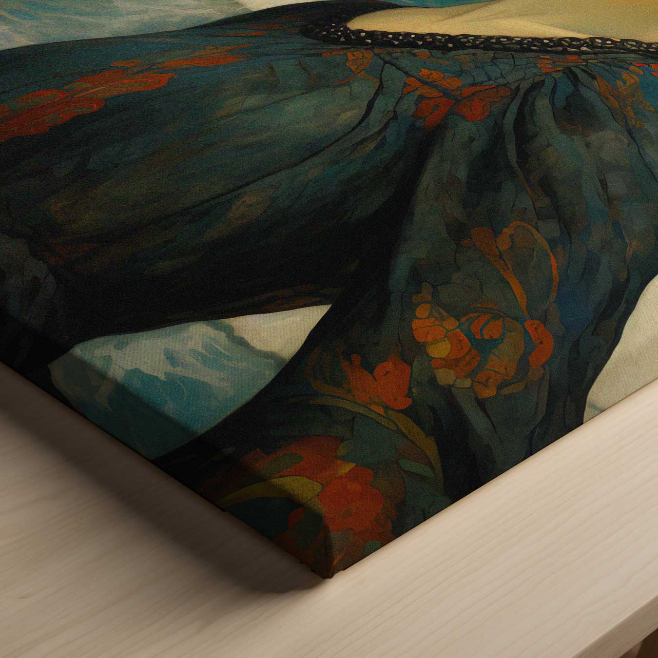 Dromerige dame aan zee Kunstwerk-canvas-dibond-plexiglas-wanddecoratie-WallArtistic