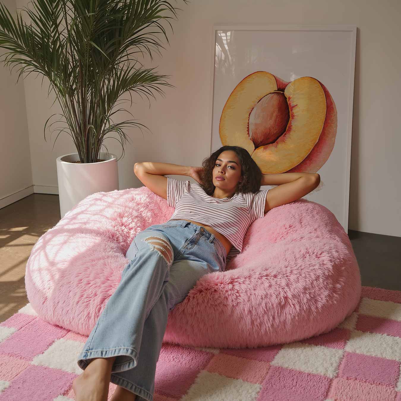 Zonnige Perzik Illustratie Poster-WallArtistic