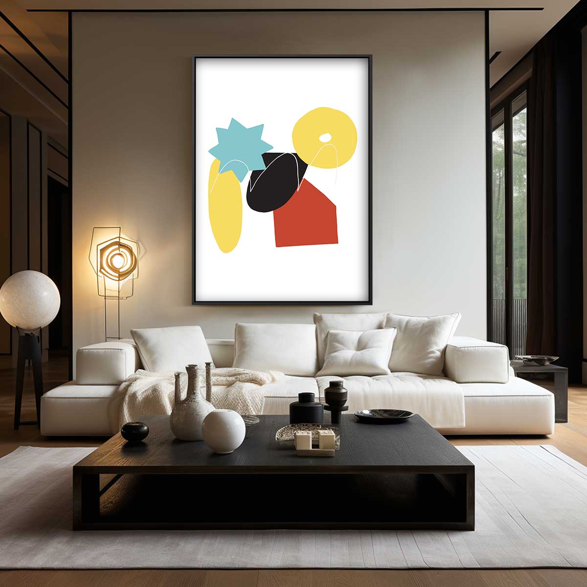 Speelse Abstractie in Vormen Kunstwerk-canvas-dibond-plexiglas-wanddecoratie-WallArtistic