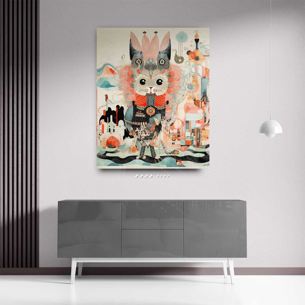Magische Kat Avontuur Kunstwerk-canvas-dibond-plexiglas-wanddecoratie-WallArtistic