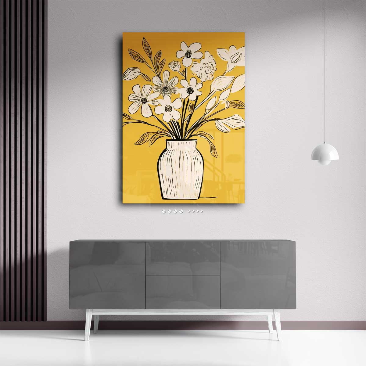 Bloemen in Gele Warmte Kunstwerk-canvas-dibond-plexiglas-wanddecoratie-WallArtistic