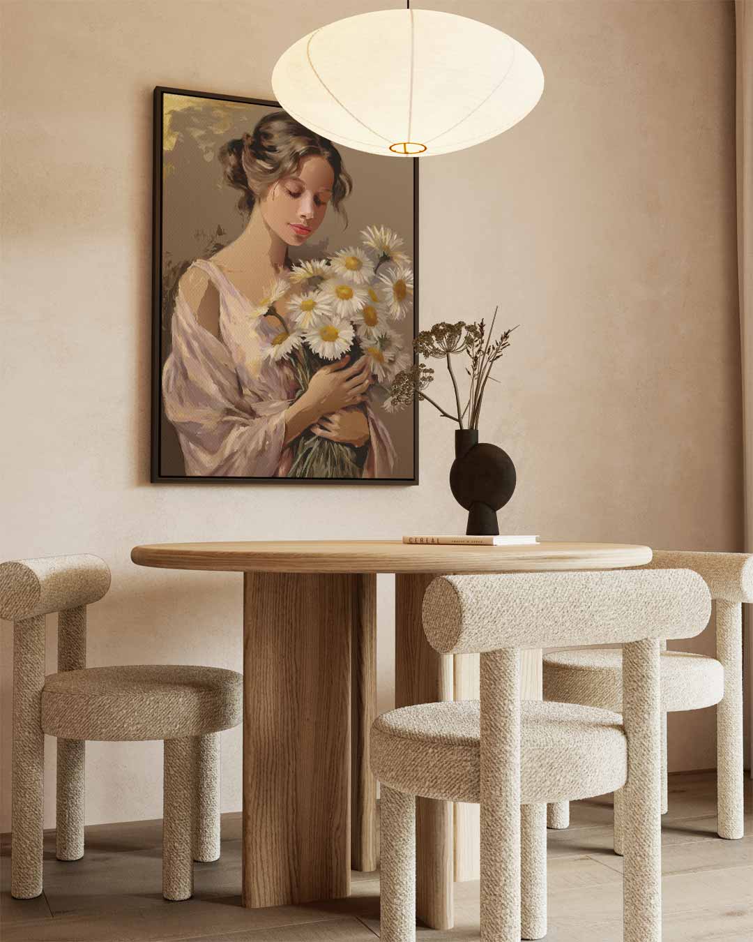 Vrouw met Madeliefjes Kunstwerk-canvas-dibond-plexiglas-wanddecoratie-WallArtistic