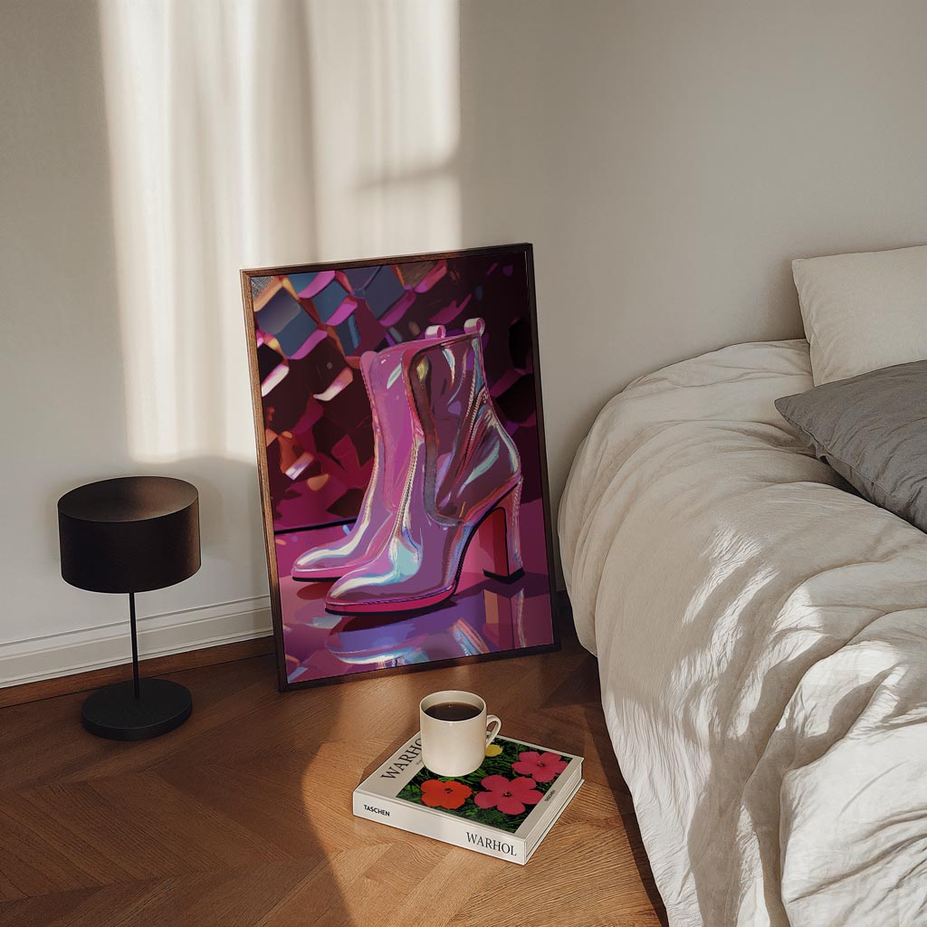 Glanzende Enkellaarsjes met Glamour Effect Poster