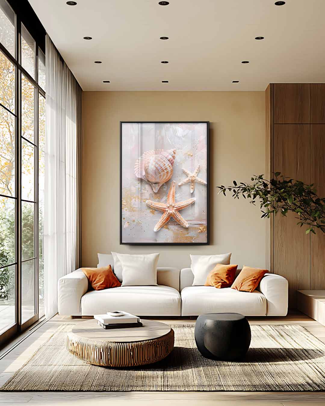 Schelpen en Zeesterren Kunstwerk Kunstwerk-canvas-dibond-plexiglas-wanddecoratie-WallArtistic