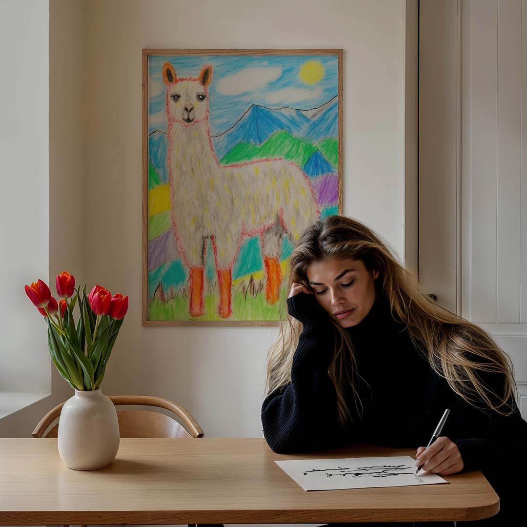 Kleurrijke Lama Bergen Poster-WallArtistic