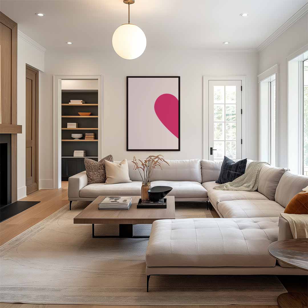 Roze Hart Abstract Kunstwerk-canvas-dibond-plexiglas-wanddecoratie-WallArtistic