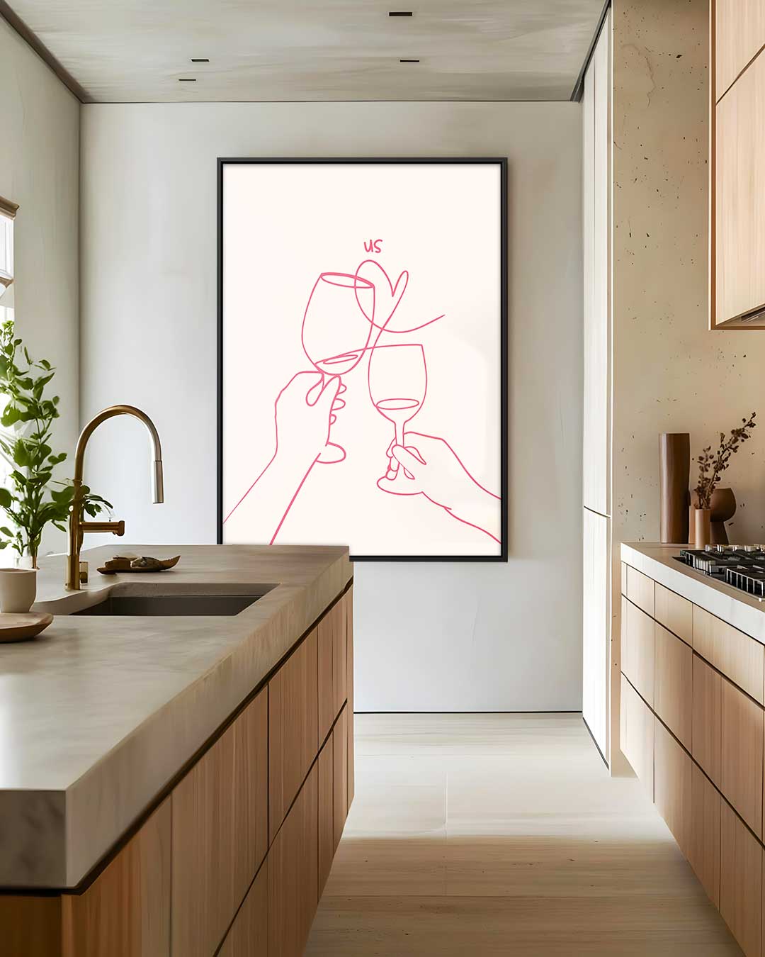 Romantische Toast Illustratie Kunstwerk-canvas-dibond-plexiglas-wanddecoratie-WallArtistic