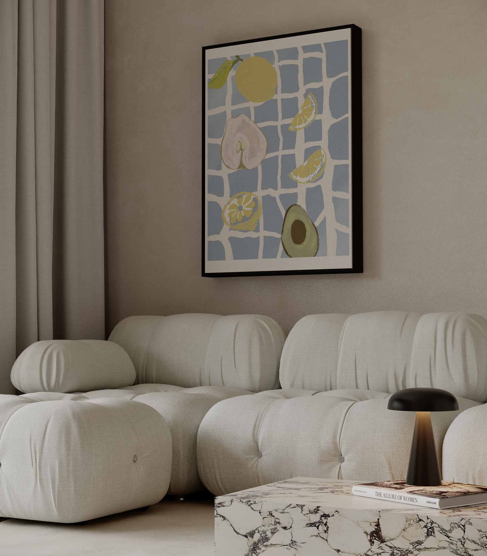 Zomerse Vruchten op Tegels Kunstwerk-canvas-dibond-plexiglas-wanddecoratie-WallArtistic