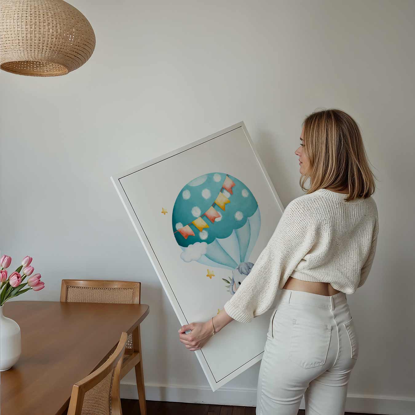 Schattige Olifant in Luchtballon Poster