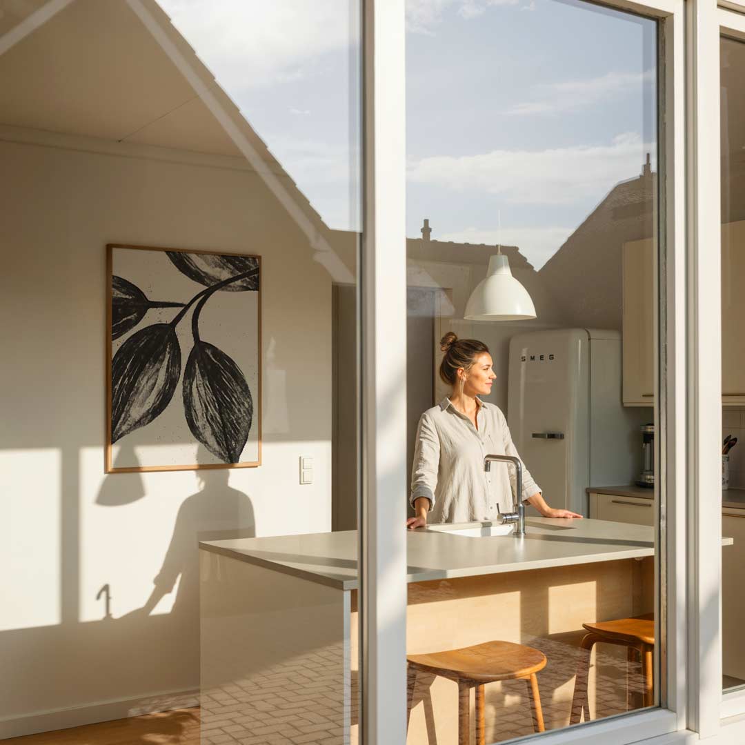 Zwart-witte Bladeren Kunstposter-WallArtistic