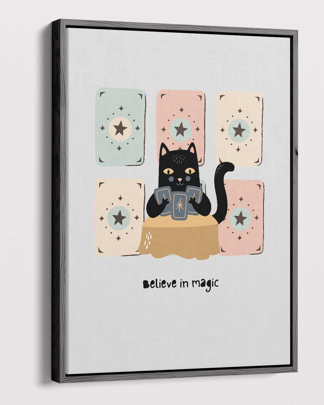 Magische Kat met Tarot Kaarten Kunstwerk-canvas-dibond-plexiglas-wanddecoratie-WallArtistic
