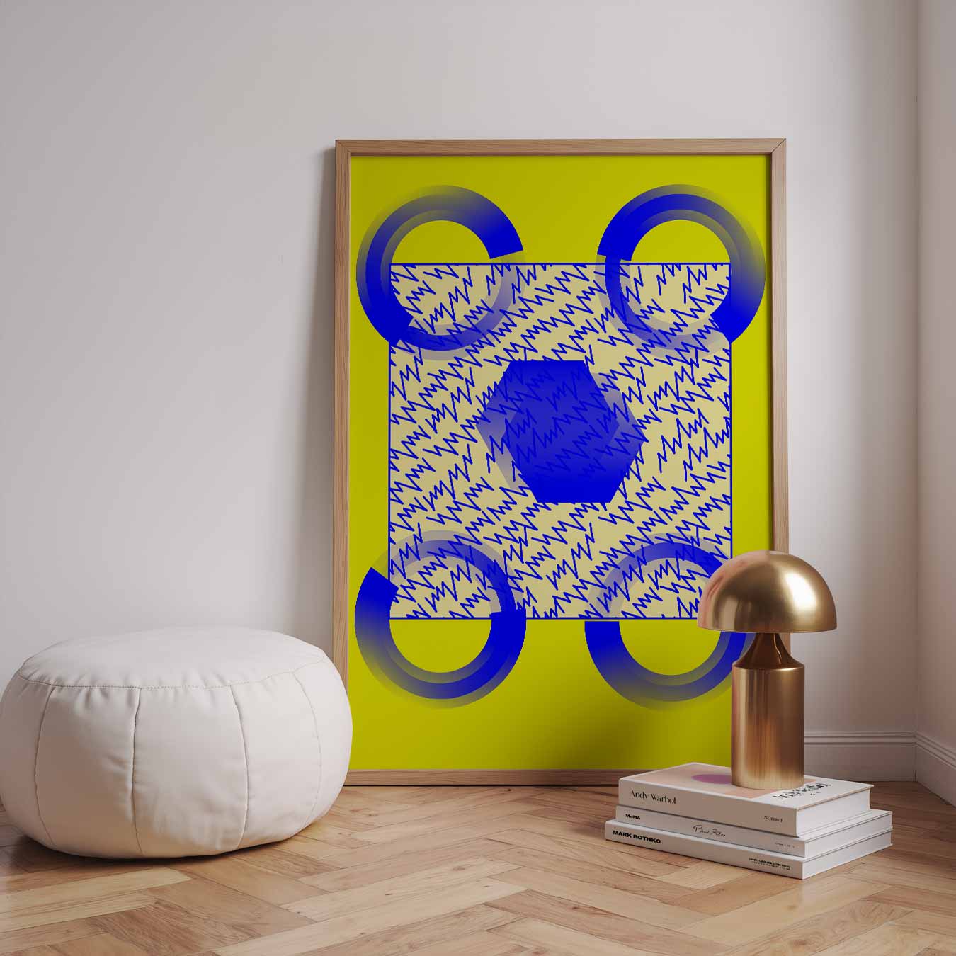 Vrolijke Geel-Blauw Abstracte Kunstposter