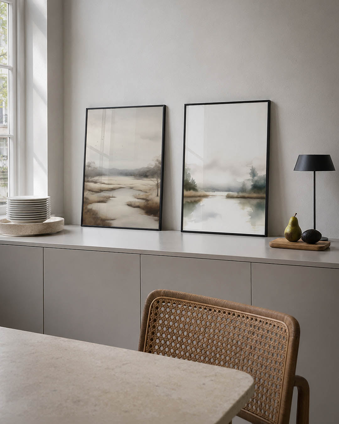 Rustige landschapsweergave Posterset