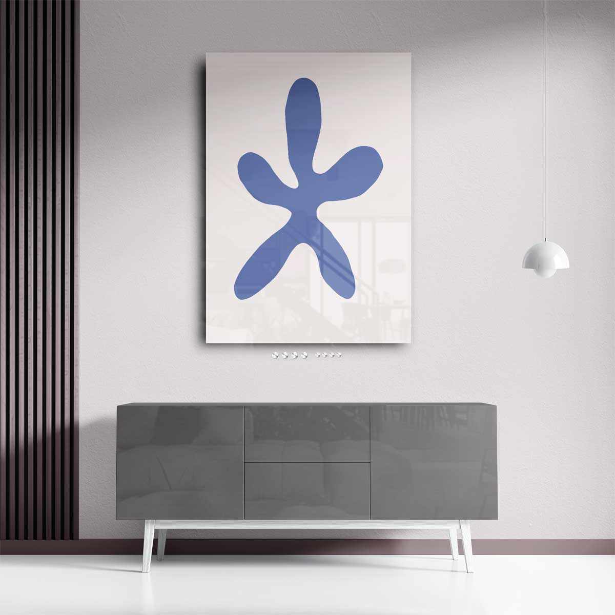 Abstracte Bloemvorm Op Licht Roze Achtergrond Kunstwerk-canvas-dibond-plexiglas-wanddecoratie-WallArtistic