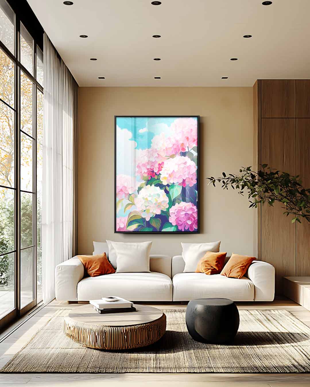 Bloeiende Hortensia's Kunstwerk-canvas-dibond-plexiglas-wanddecoratie-WallArtistic