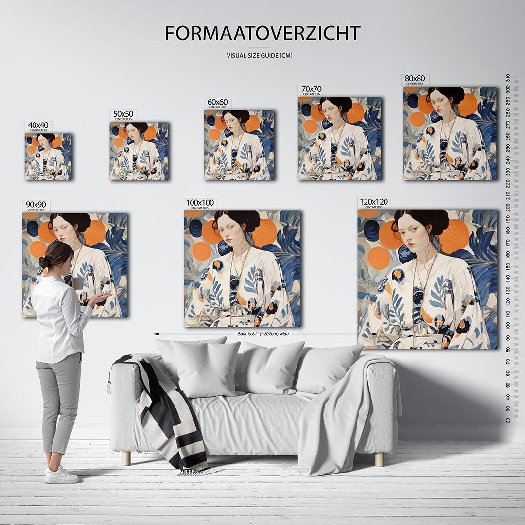 Vrouwelijk portret bloemen Kunstwerk