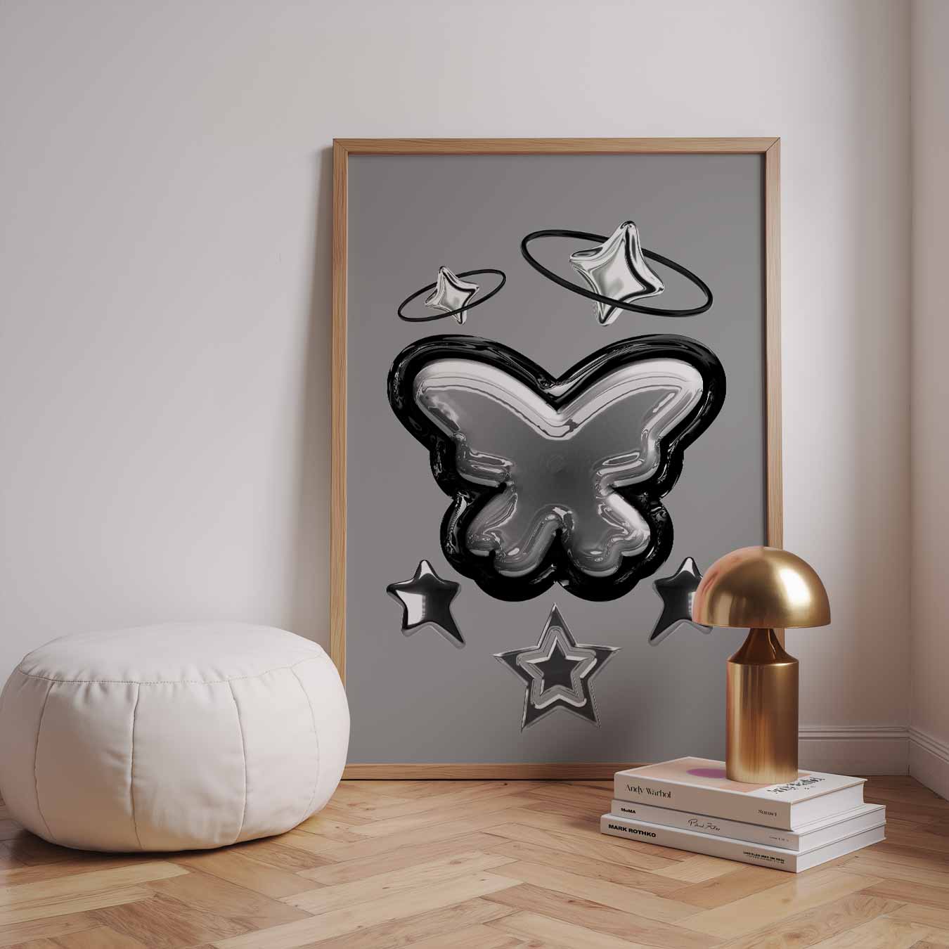Stijlvolle Vlinder en Sterren Poster