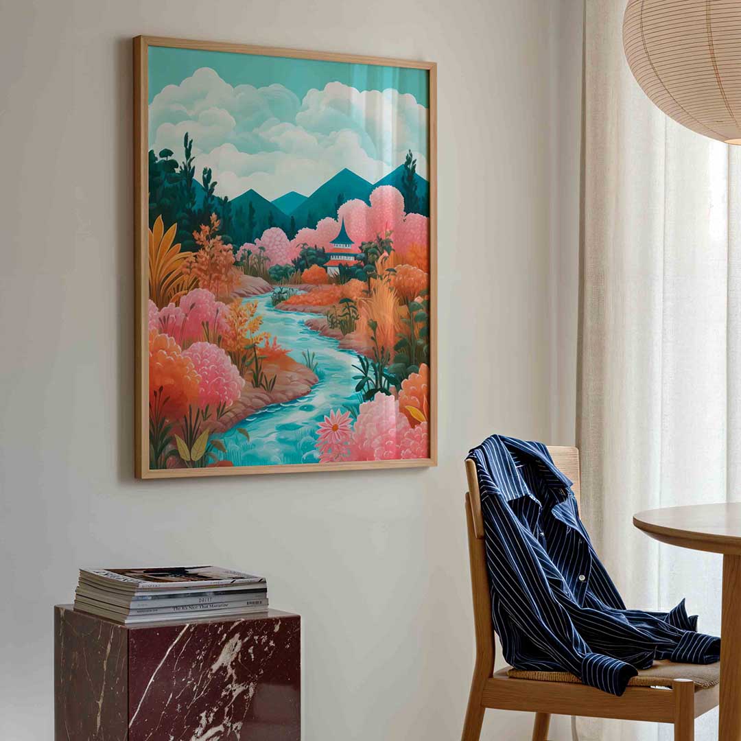 Landschap met rivier Poster