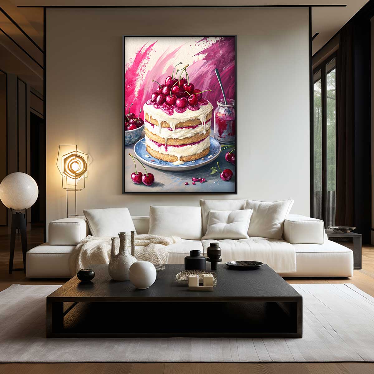 Verrukkelijk Kersentaart Schilderij Kunstwerk-canvas-dibond-plexiglas-wanddecoratie-WallArtistic