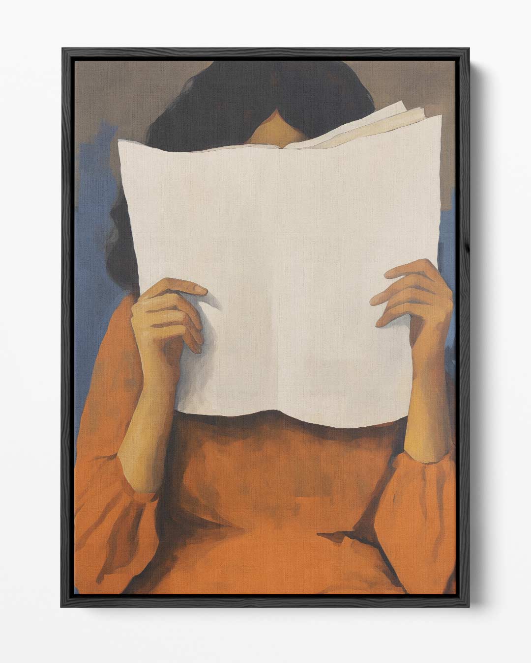 De Lezeres in Oranje Kunstwerk-canvas-dibond-plexiglas-wanddecoratie-WallArtistic