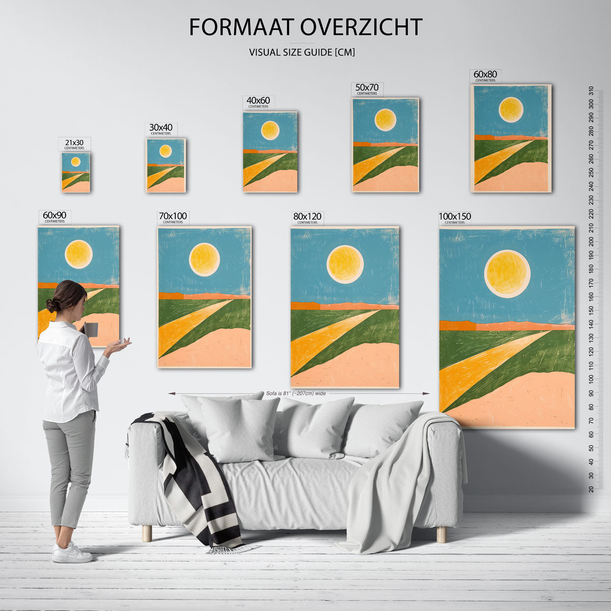 Zon en landschap Poster