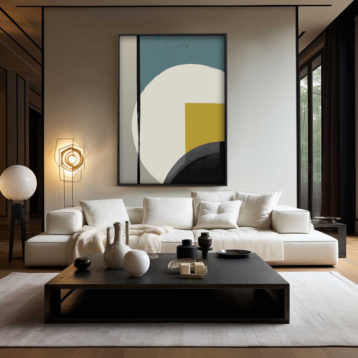 Moderne Abstracte Compositie Kunstwerk-canvas-dibond-plexiglas-wanddecoratie-WallArtistic