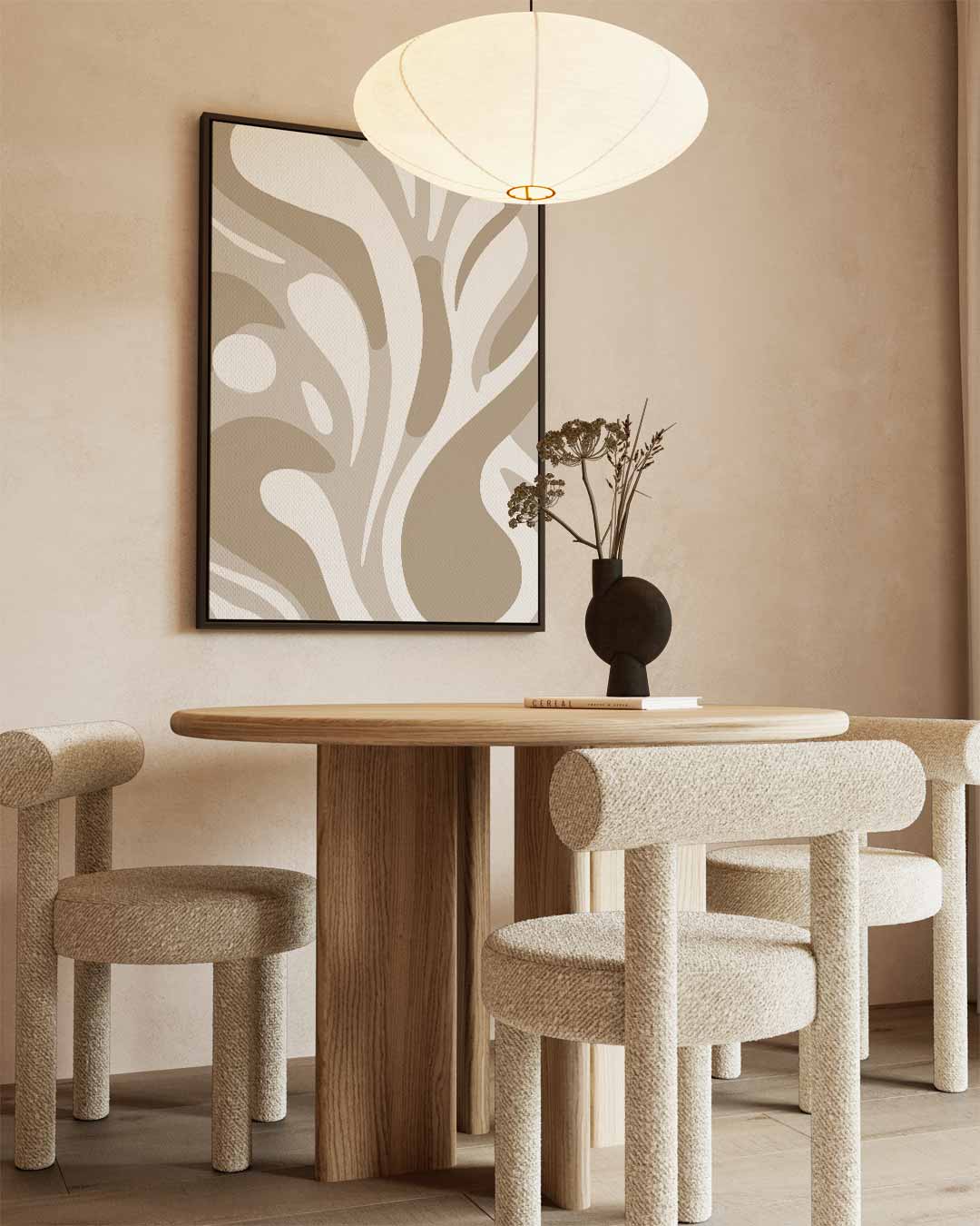 Natuurvloed in Beige Kunstwerk-canvas-dibond-plexiglas-wanddecoratie-WallArtistic