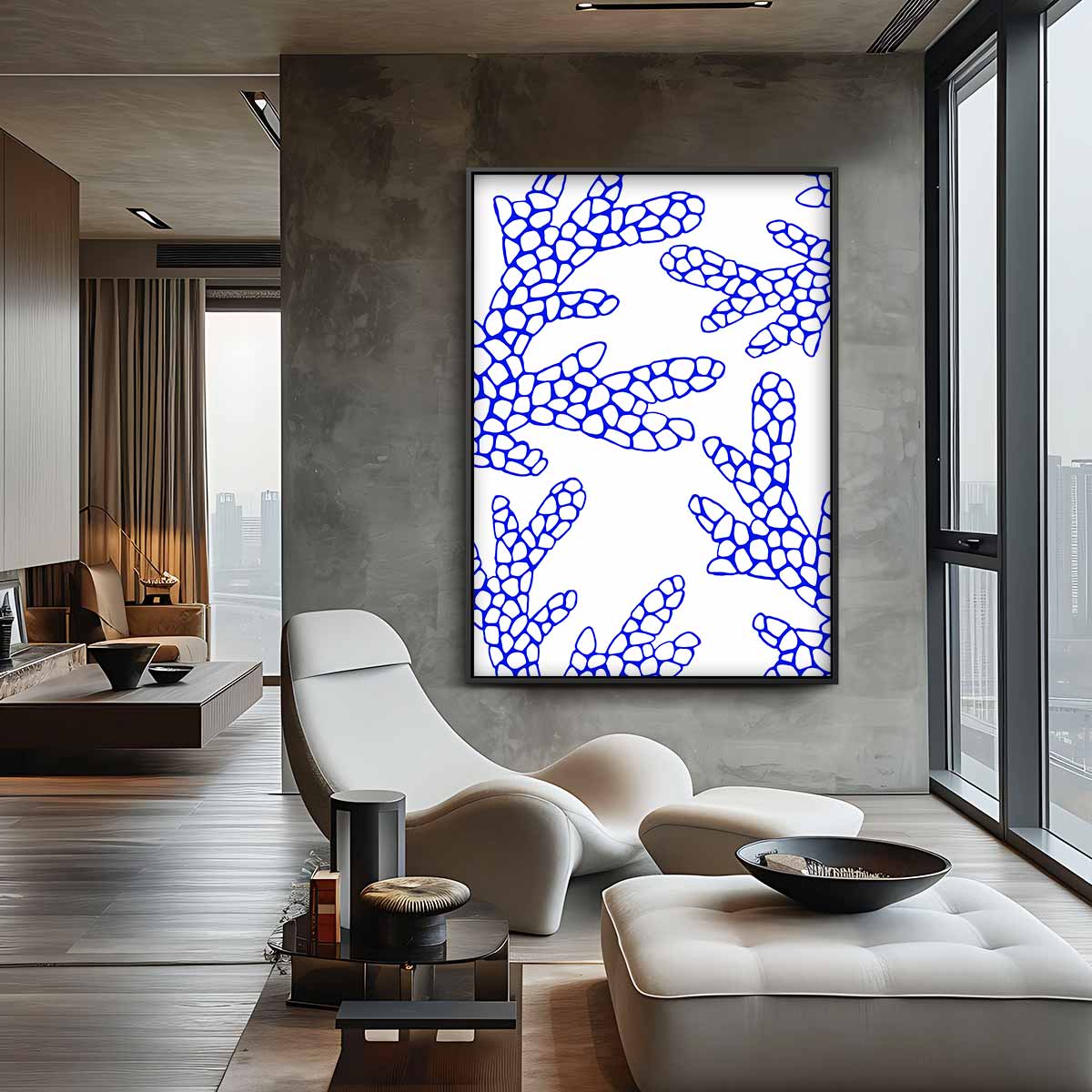 Blauwe Koraaldroom Poster Kunstwerk-canvas-dibond-plexiglas-wanddecoratie-WallArtistic