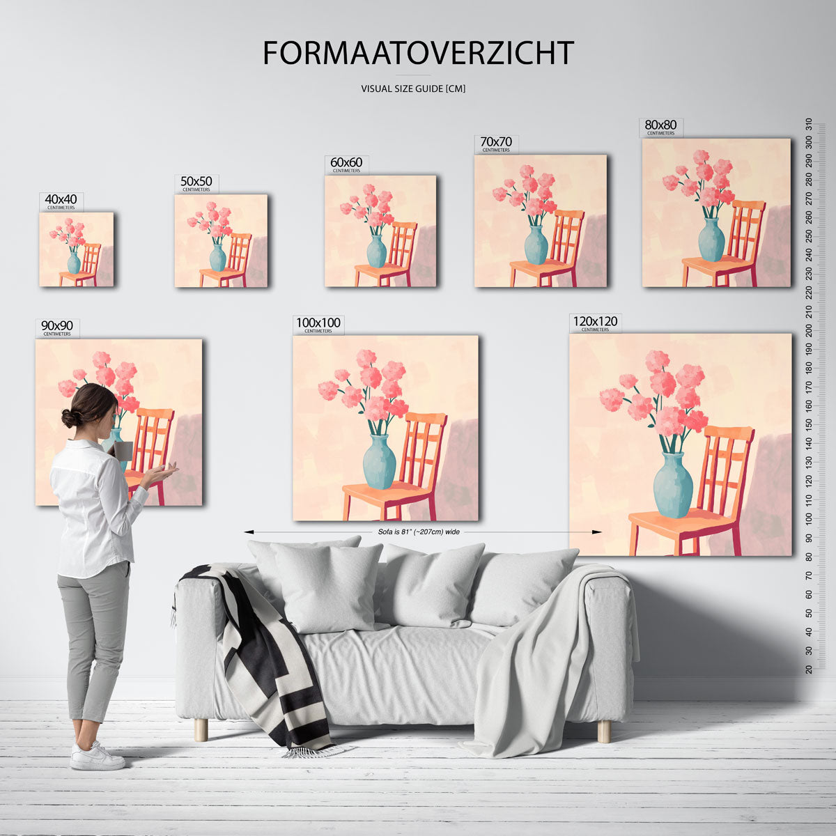 Bloemen in vaas op stoel Poster