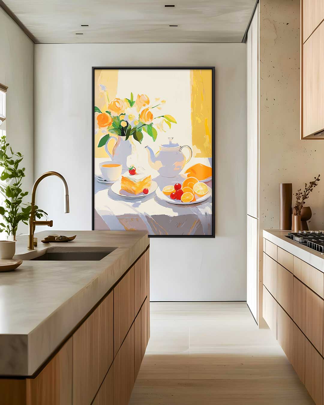 Zonnige Ontbijtstilleven Kunstwerk-canvas-dibond-plexiglas-wanddecoratie-WallArtistic