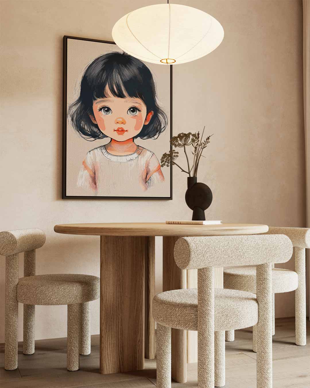 Schattig Kinderportret in Zachte Kleuren Kunstwerk-canvas-dibond-plexiglas-wanddecoratie-WallArtistic
