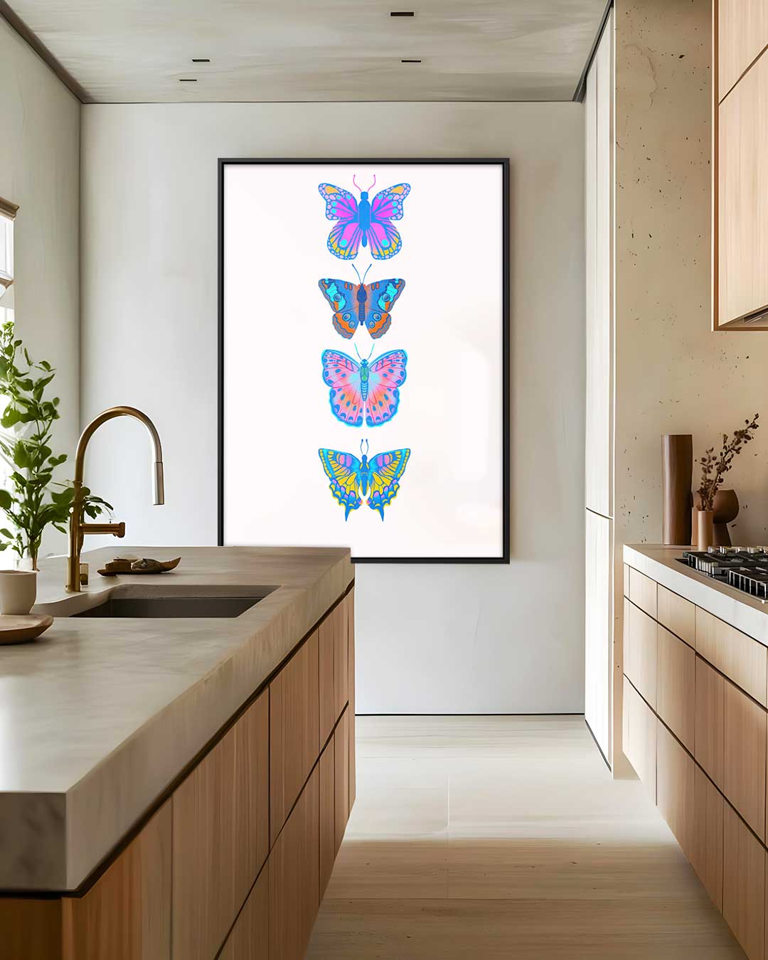 Kleurrijke Vlinders Parade Kunstwerk-canvas-dibond-plexiglas-wanddecoratie-WallArtistic