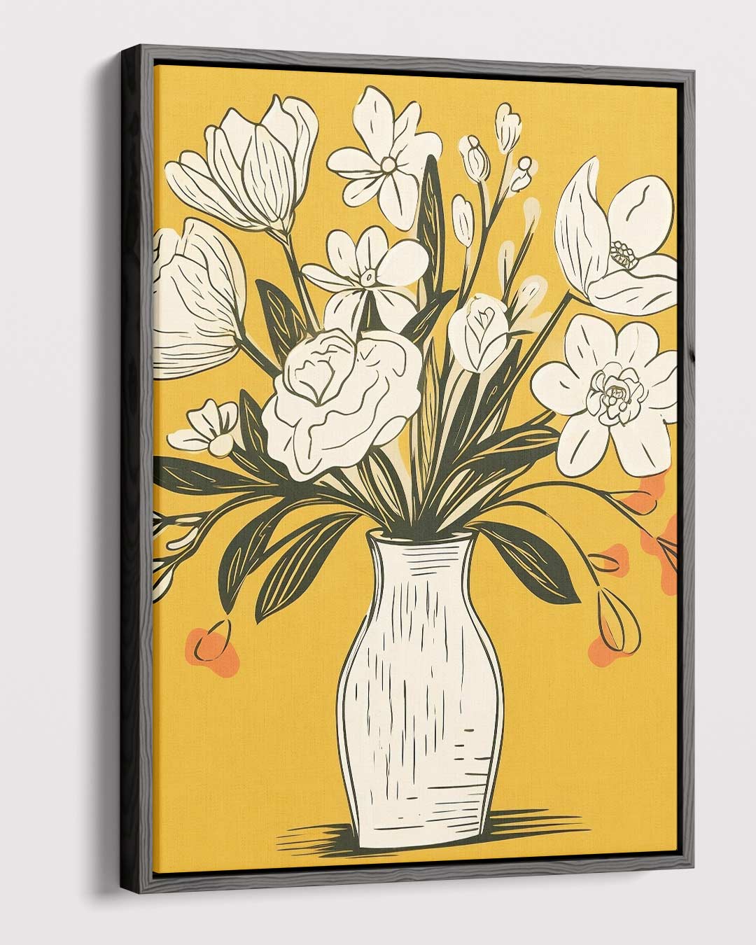 Tijdloze Bloemenvazen Illustratie Kunstwerk-canvas-dibond-plexiglas-wanddecoratie-WallArtistic