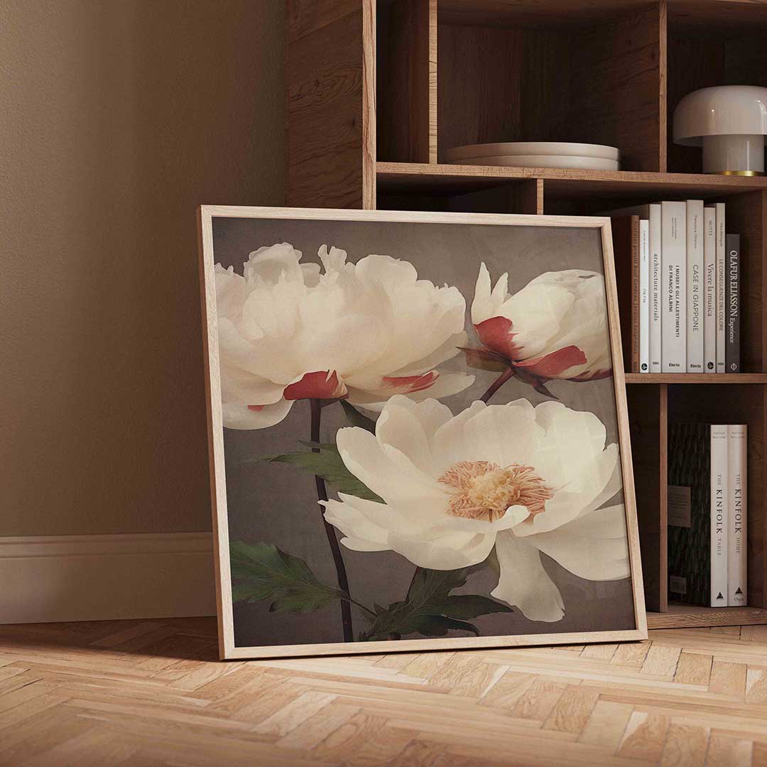 Witte bloemen Poster
