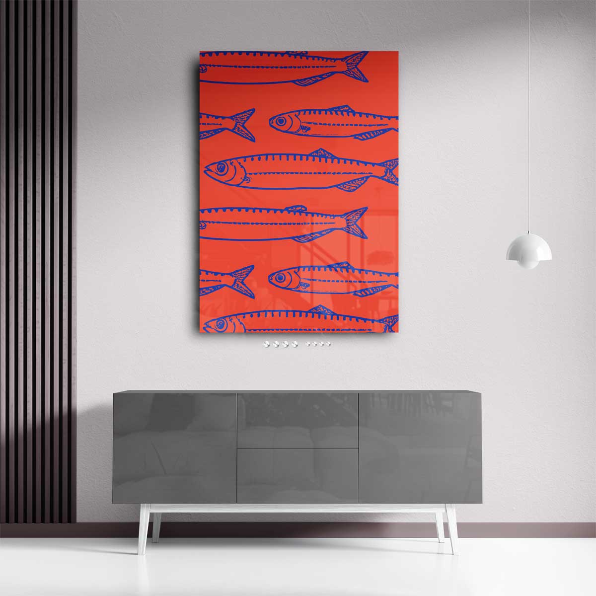 Sardine Patronen in Koraal Kunstwerk-canvas-dibond-plexiglas-wanddecoratie-WallArtistic