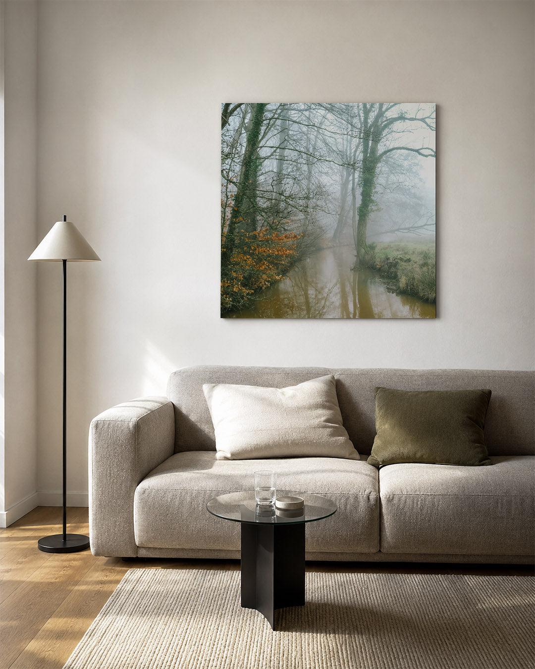 Mistig boslandschap Kunstwerk