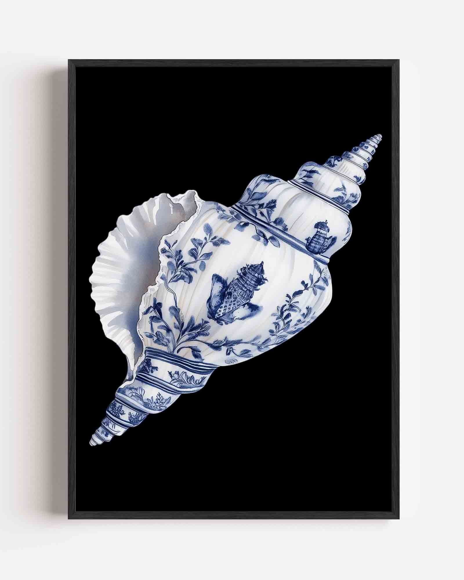 Schelp met blauwe patronen Poster