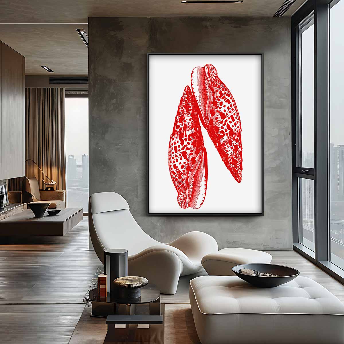 Rode Zee Schelpenprint Kunstwerk-canvas-dibond-plexiglas-wanddecoratie-WallArtistic