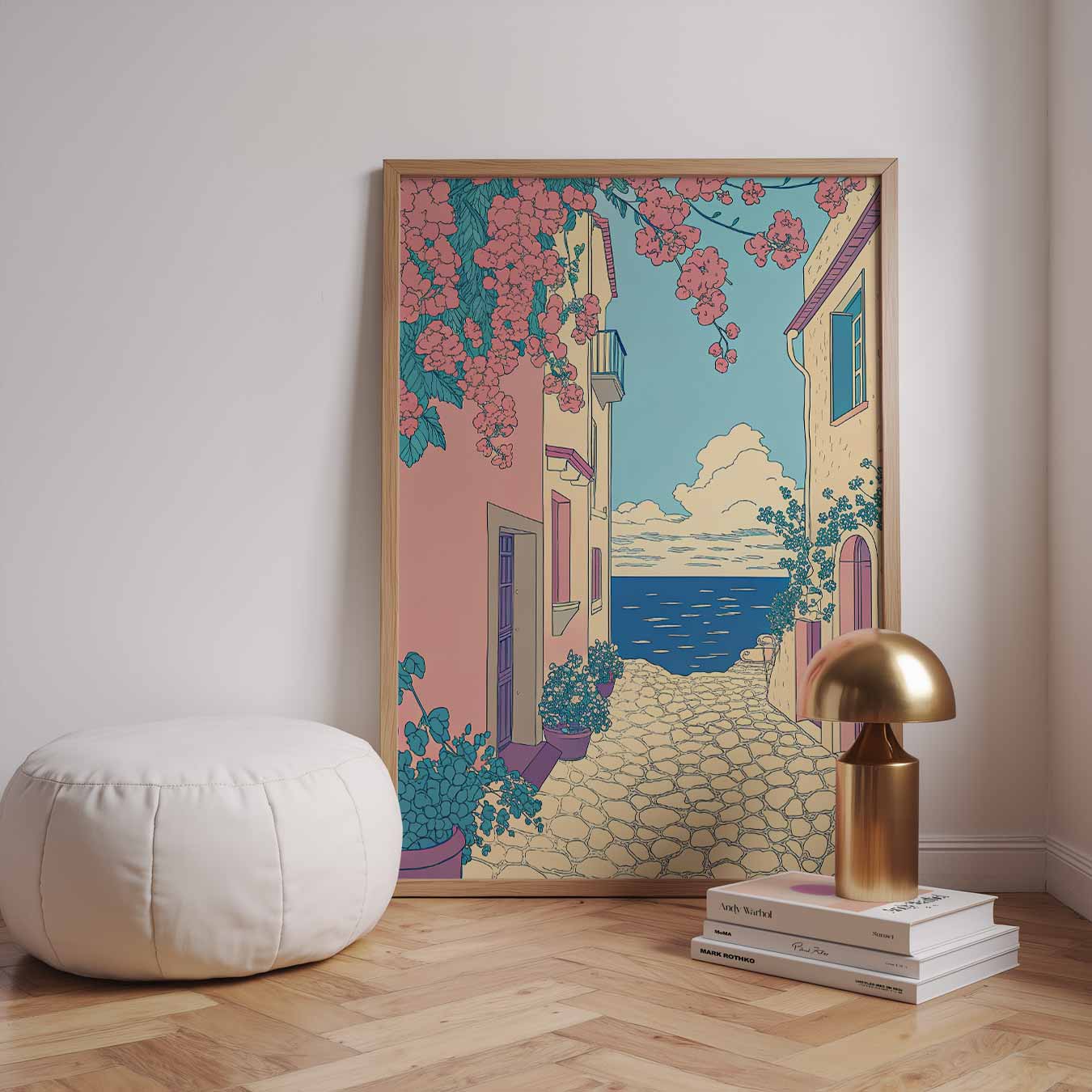 Romantische Straat aan Zee Poster