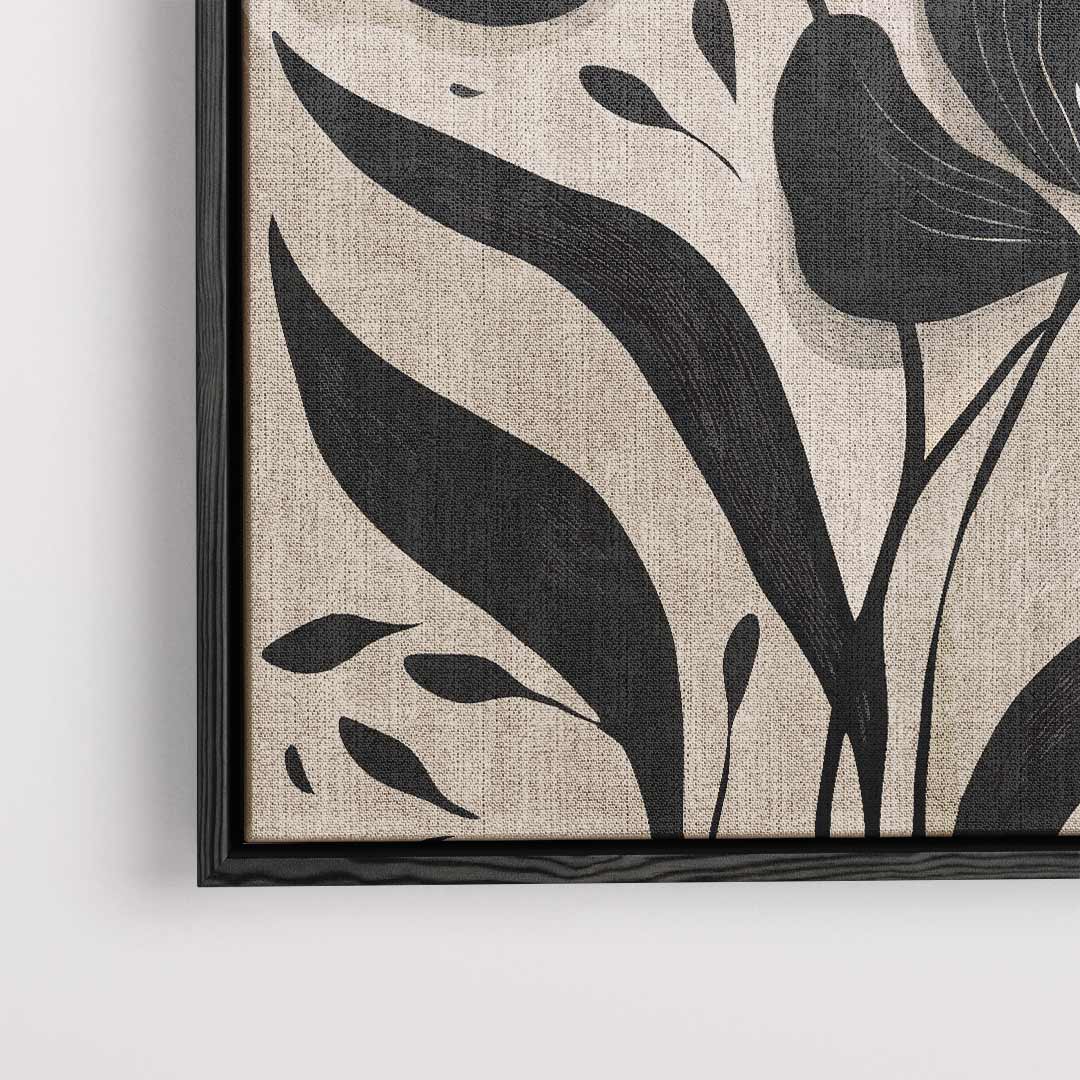 Zwart-Witte Bloemenpracht Kunstwerk-canvas-dibond-plexiglas-wanddecoratie-WallArtistic