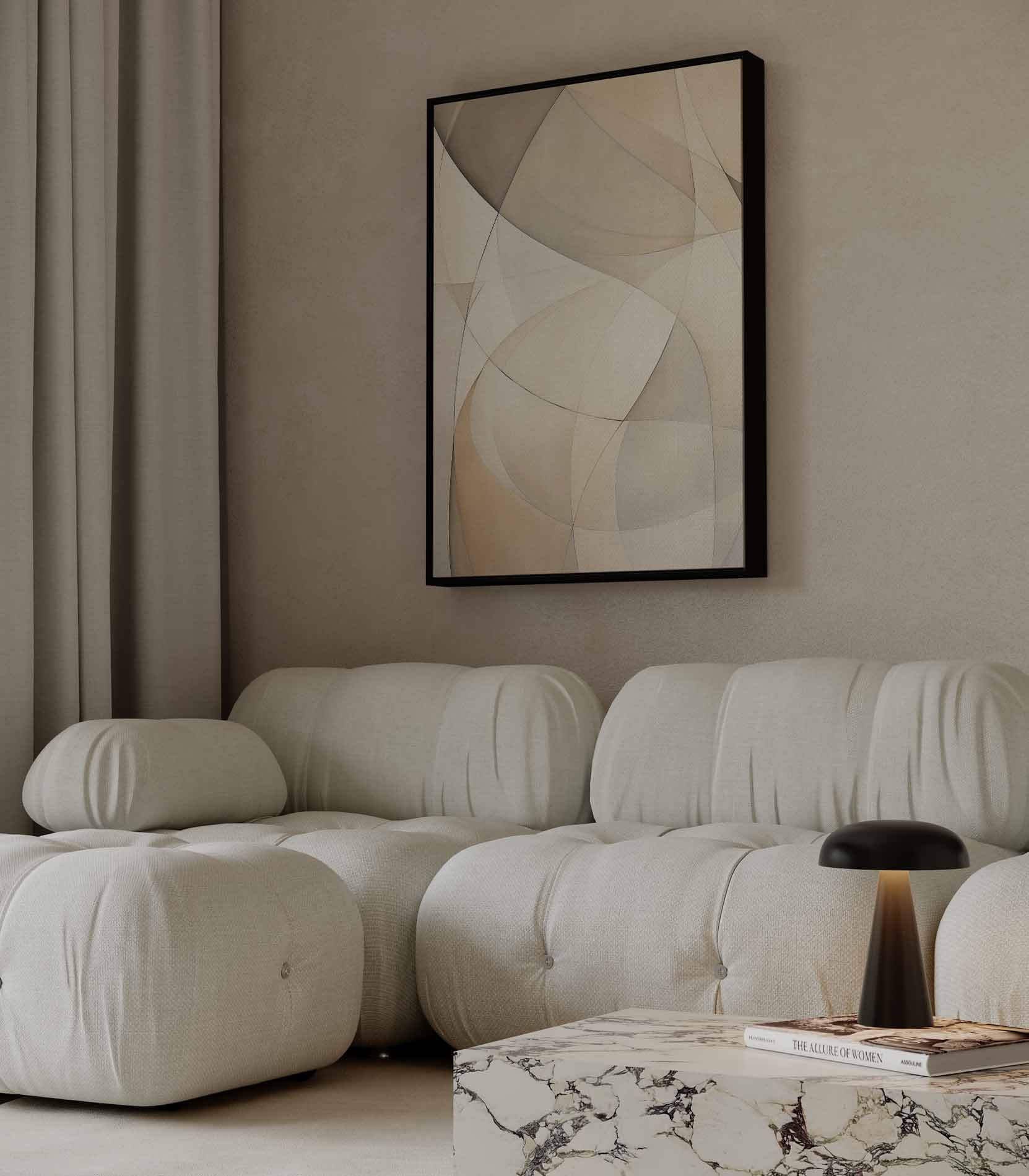Subtiele Neutrale Golven Kunstwerk-canvas-dibond-plexiglas-wanddecoratie-WallArtistic